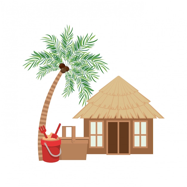 Бесплатное векторное изображение Деревянный дом на пляже