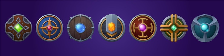 Free Vector wooden and metal round shields