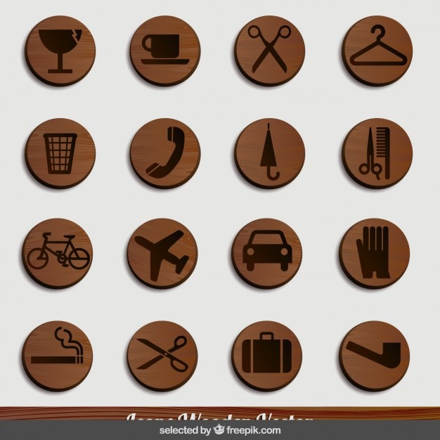 Wooden objects icons