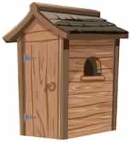 Бесплатное векторное изображение Иллюстрация деревянного собачьего домика на открытом воздухе