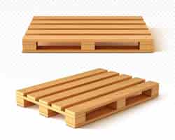 Free vector wooden pallet front and angle view