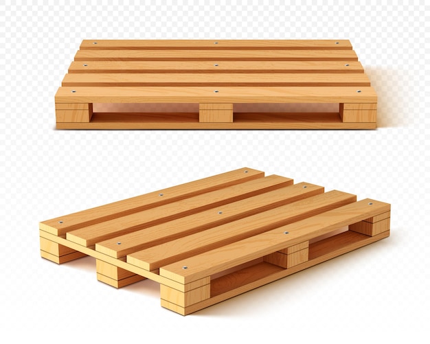 Wooden pallet front and angle view