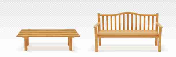 Free vector wooden park or backyard bench front view