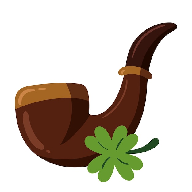 Free vector wooden pipe smoke with clover