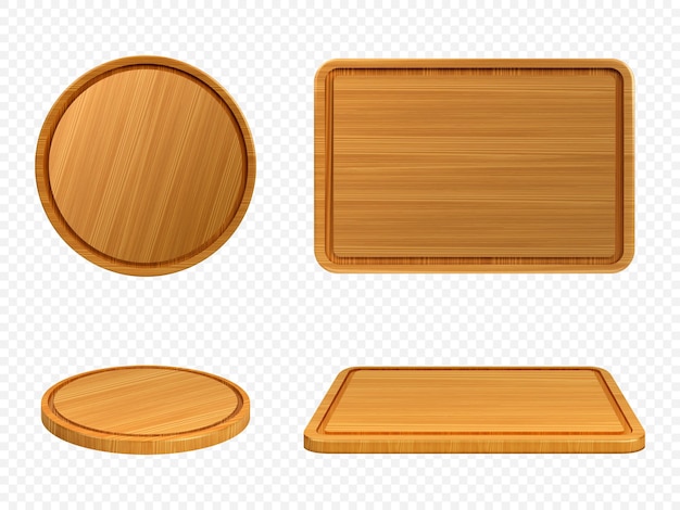 Free vector wooden pizza and cutting boards