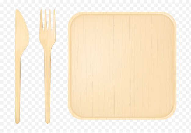 Wooden plate with fork and knife top view clip art