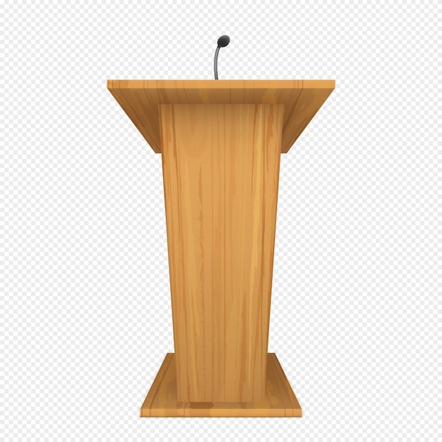Бесплатное векторное изображение Деревянный подиум или кафедра с микрофоном