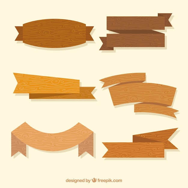 Free vector wooden ribbon collection