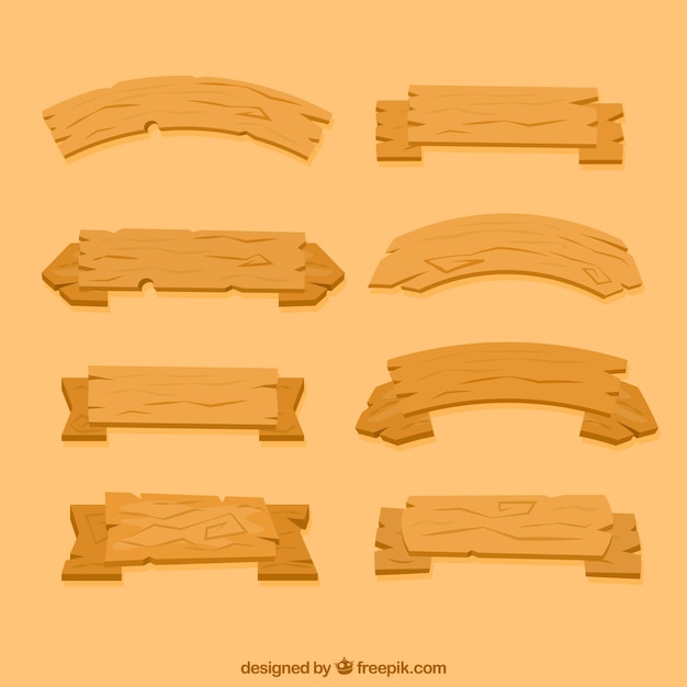 Free vector wooden ribbons in flat style