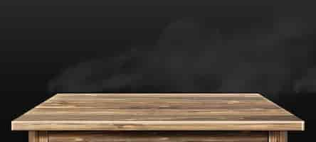 Free vector wooden rustic table top on black background