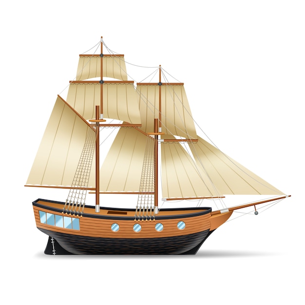 Free vector wooden sailing ship