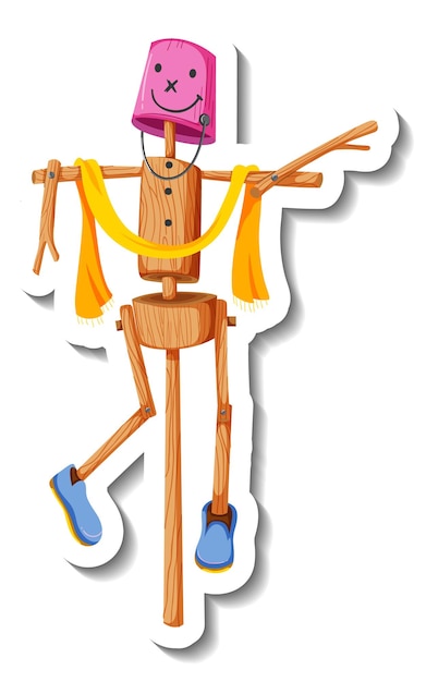 Free vector wooden scarecrow in cartoon style