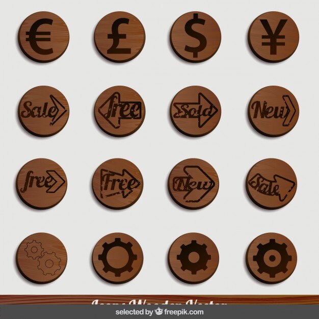 Free vector wooden shop icons