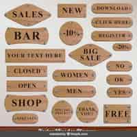 Free vector wooden shop plaques