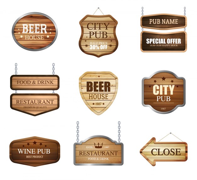 wooden shop signs collection