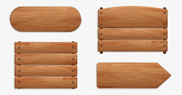 Free vector wooden signboards banners and arrow sign