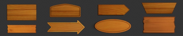 無料ベクター 木製の看板やバナーのさまざまな形
