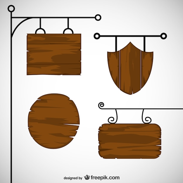 Free vector wooden signs pack