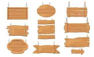 Free vector wooden signs set