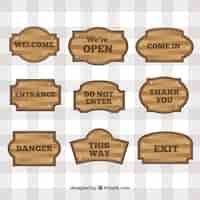 Free vector wooden signs with different messages