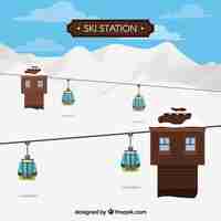 Free vector wooden ski station design