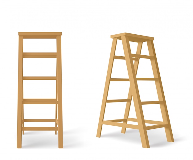 Wooden stepladder, tall stair with stand for tray