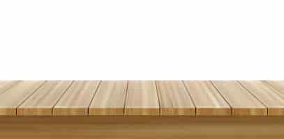 Free vector wooden table foreground, wood tabletop front view, light brown rustic countertop surface.