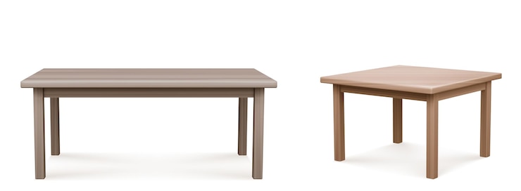 Free Vector wooden tables set isolated on white background