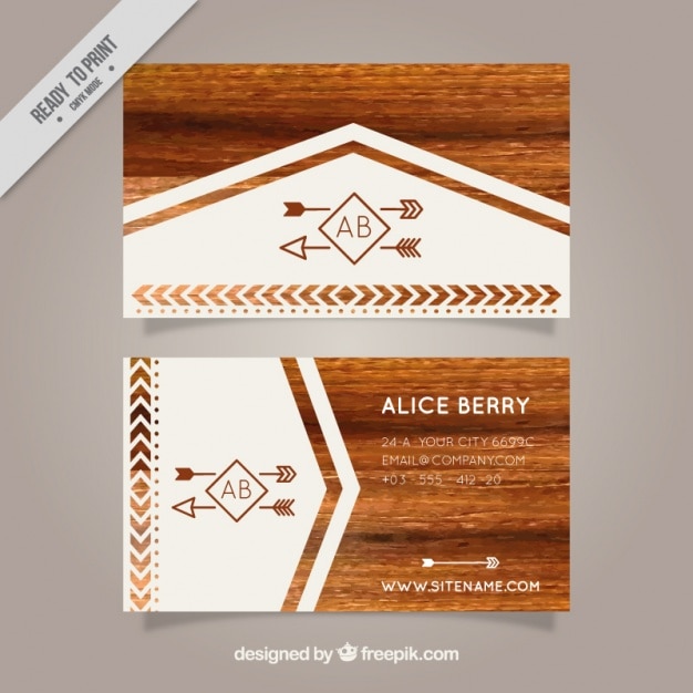 Free vector wooden texture business card