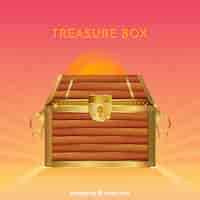 Free vector wooden treasure box with realistic design