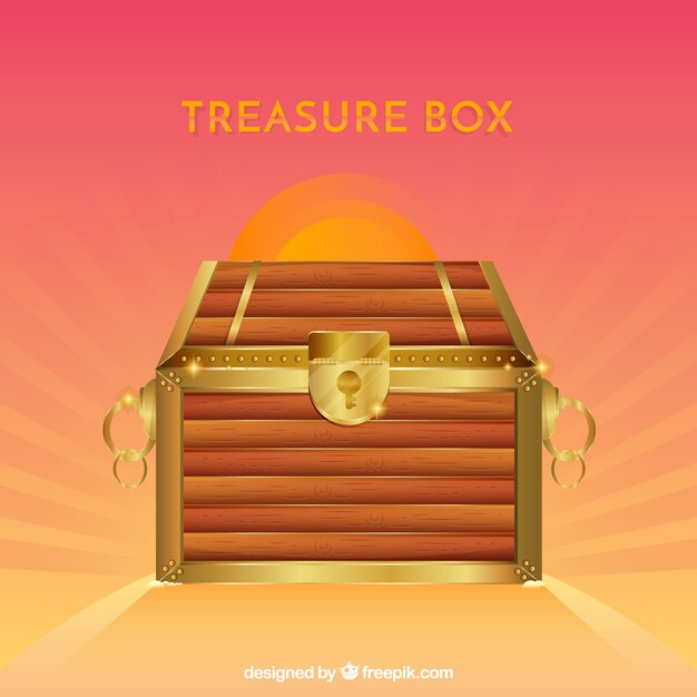 Wooden treasure box with realistic design