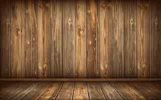 Free vector wooden wall and floor with aged surface, realistic