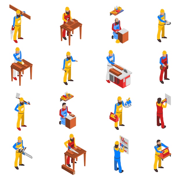 Woodwork People Icons Set