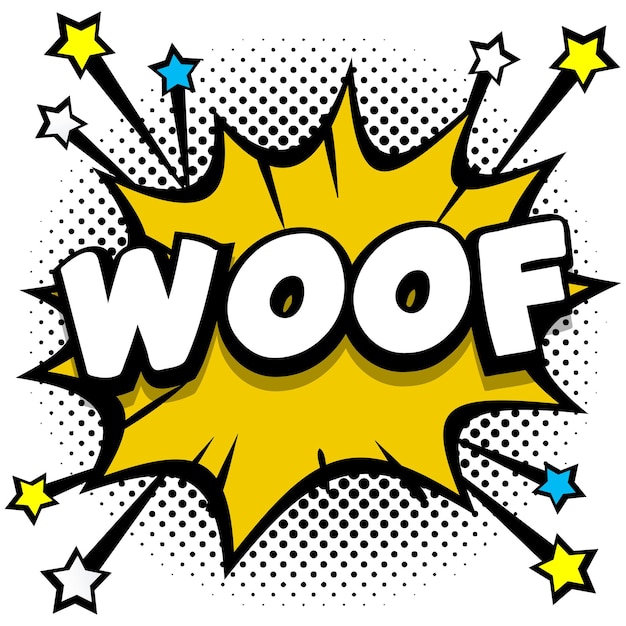 Free vector woof pop art comic speech bubbles book sound effects