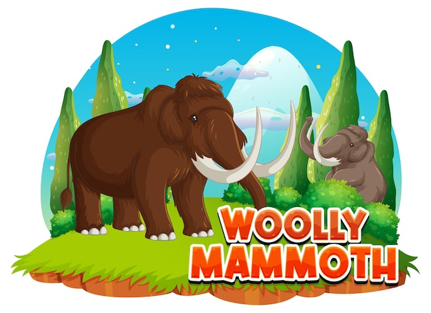 Free vector a woolly mammoth in nature