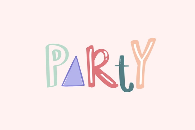 Free vector word art vector party doodle lettering colorful