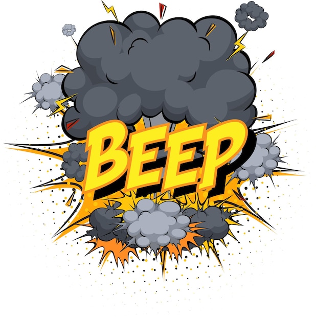 Word beep on comic cloud explosion background