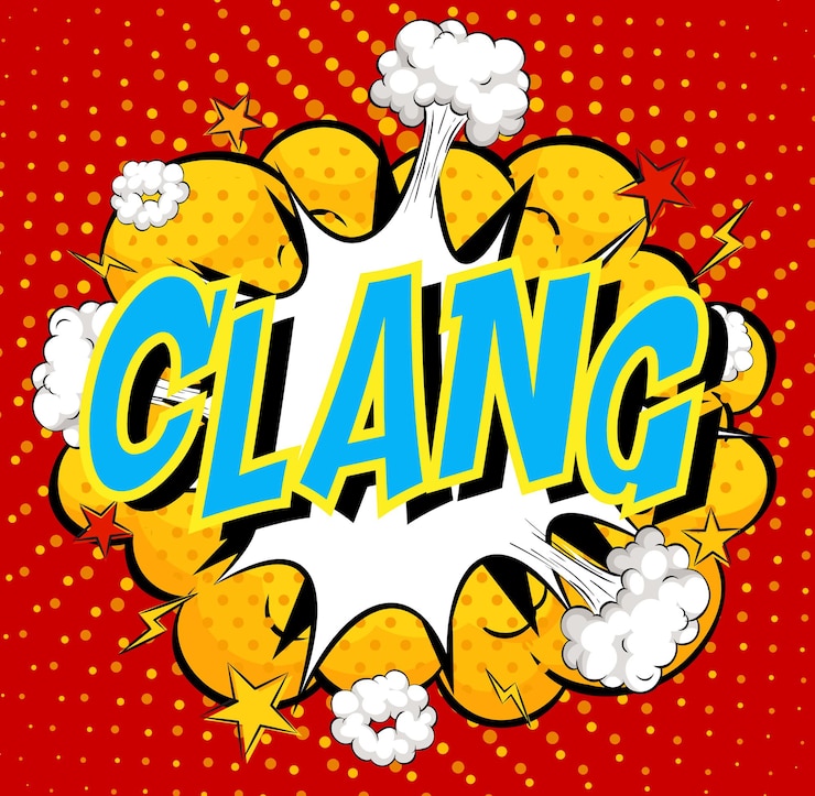 Free Vector word clang on comic cloud