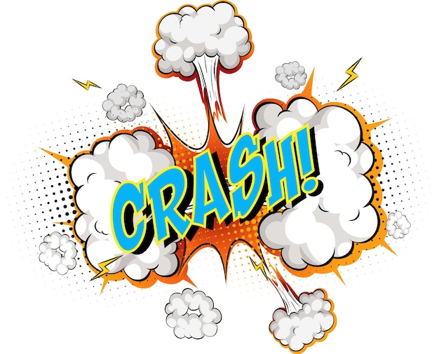 Free vector word crash on comic cloud