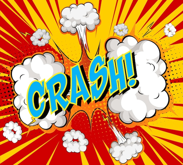 Free vector word crash on comic cloud