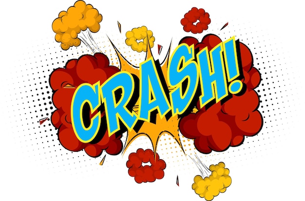 Free vector word crash on comic cloud