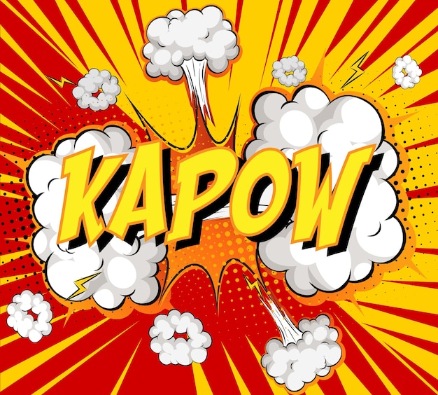 무료 벡터 만화 구름에 단어 kapow