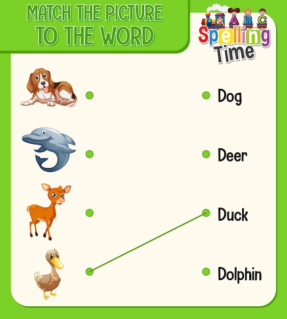 Word to picture matching worksheet for children