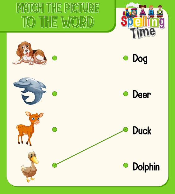 Word to picture matching worksheet for children