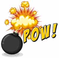 Free vector word pow with bomb explosive