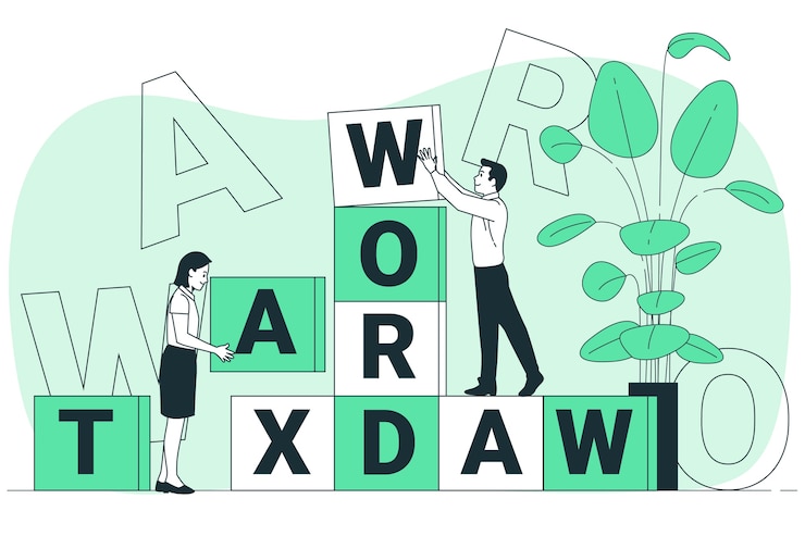 मुफ़्त वेक्टर word puzzle concept illustration