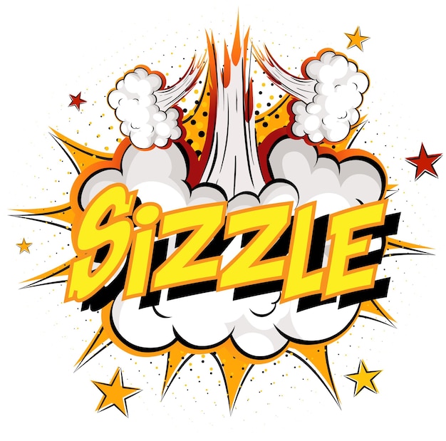 Free vector word sizzle on comic cloud explosion background