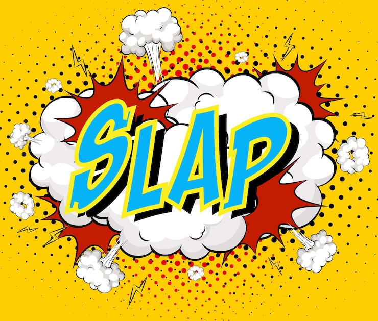 Free Vector word slap on comic cloud explosion background