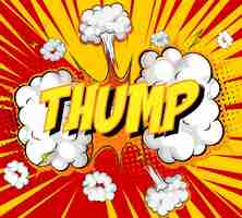 Free vector word thump on comic cloud explosion