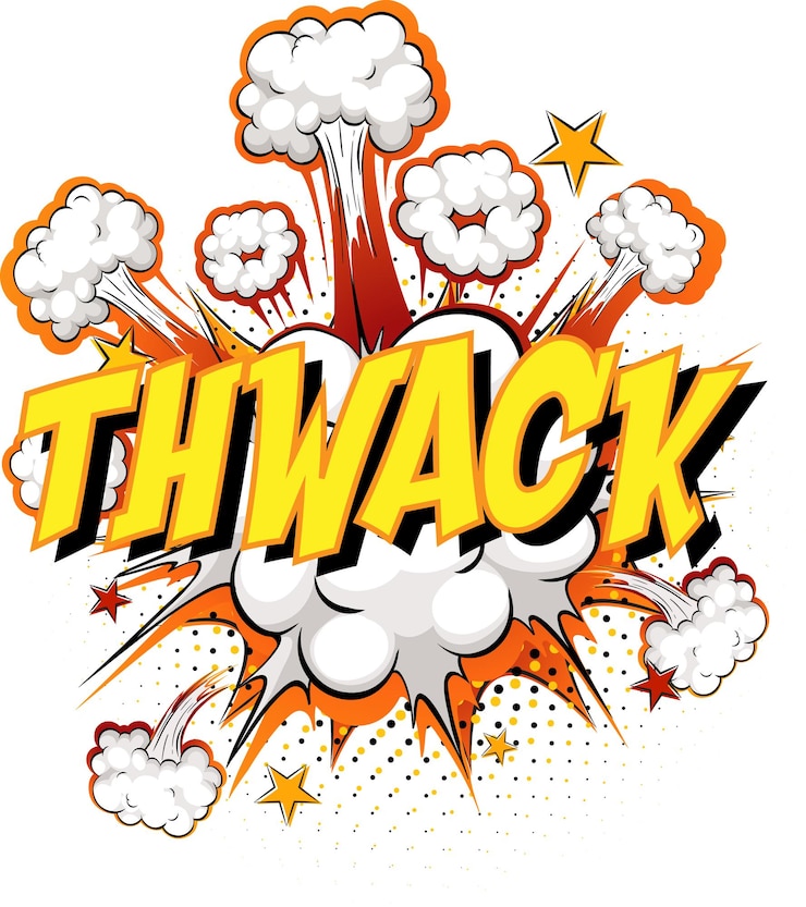 Free Vector word thwack on comic cloud explosion background
